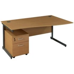 Solar Cantilever Wave Desks With Mobile Pedestal -Cheap Office Desks Store 014100