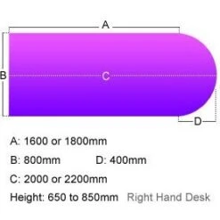 Elite Kassini Height Adjustable D-End Rectangular Desks -Cheap Office Desks Store 038162