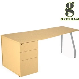 Gresham Script Angled Wave Pedestal Desk 4 Gresham Script Angled Wave Pedestal Desk - Image 2