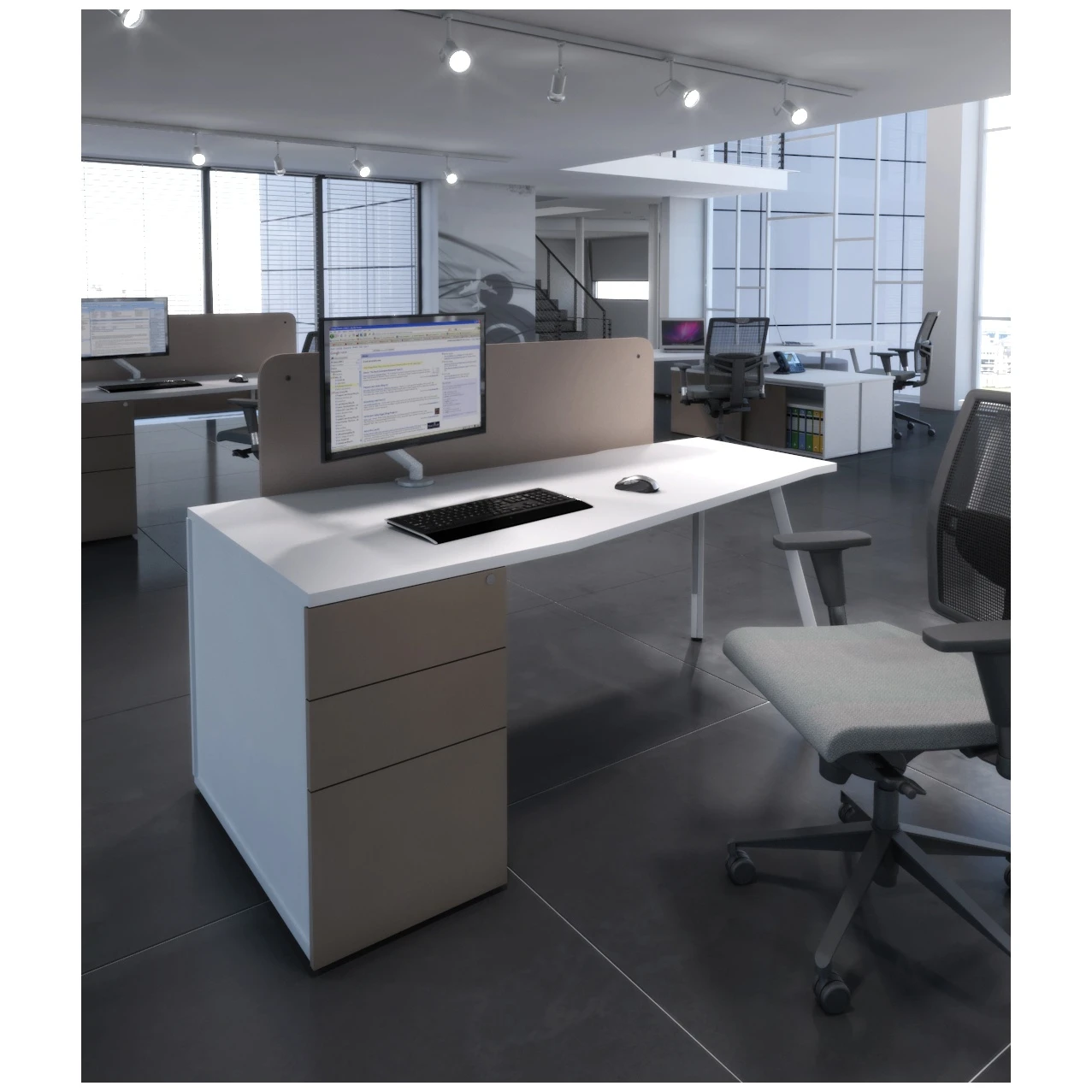 Gresham Script Angled Wave Pedestal Desk 5 Gresham Script Angled Wave Pedestal Desk - Image 3