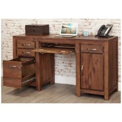 Fernhurst Solid Walnut Twin Pedestal Computer Desk -Cheap Office Desks Store 072975