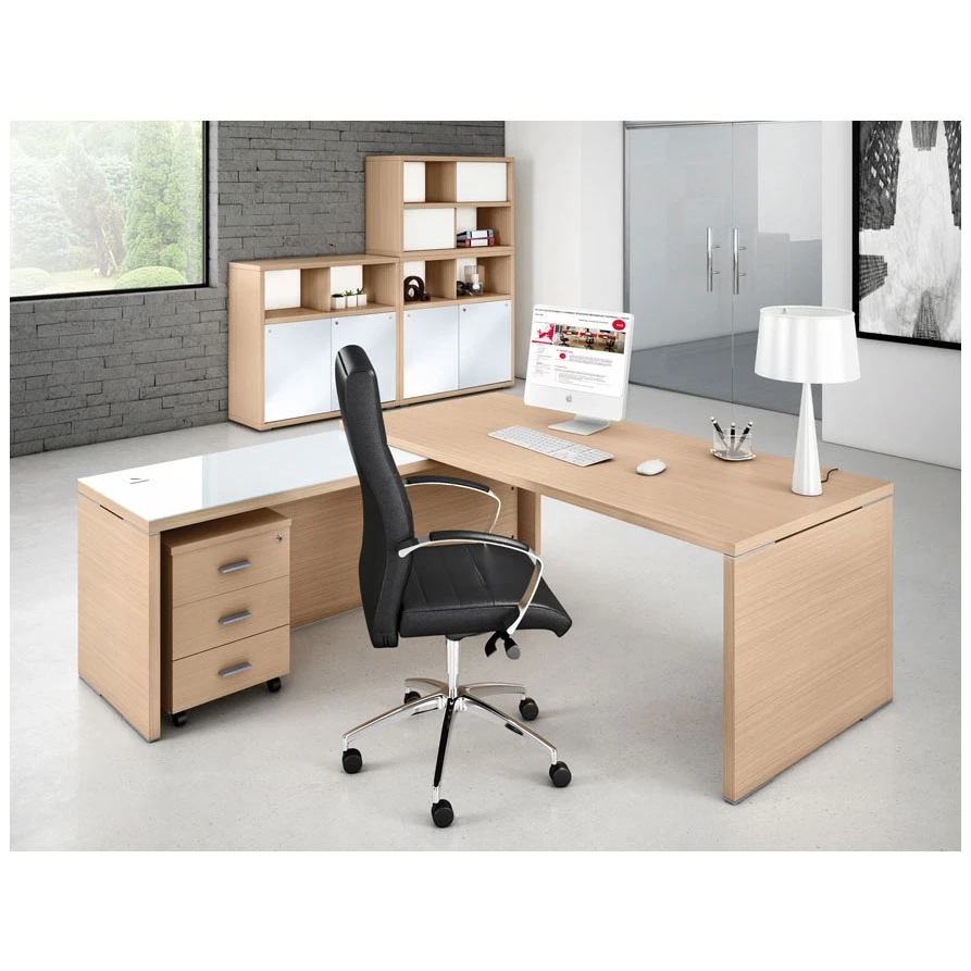 Gardena II Rectangular Desk With Glass Aligned Return Desk 4 Gardena II Rectangular Desk With Glass Aligned Return Desk - Image 2