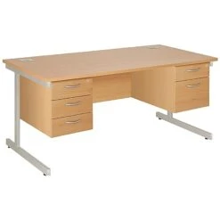 NEXT DAY Commerce II Rectangular Desk With Double Fixed Pedestals