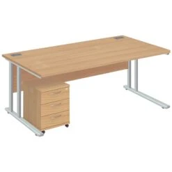 NEXT DAY Commerce II Deluxe Rectangular Desks With Low Mobile Pedestal
