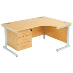 Commerce II Ergonomic Desks With Fixed Pedestal -Cheap Office Desks Store 086892