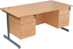 Karbon K1 Rectangular Cantilever Office Desks With Double Fixed Pedestals