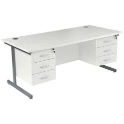 Karbon K1 Rectangular Cantilever Office Desks With Double Fixed Pedestals -Cheap Office Desks Store 090405