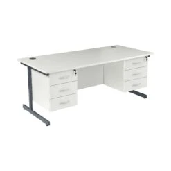 Karbon K1 Rectangular Cantilever Office Desks With Double Fixed Pedestals -Cheap Office Desks Store 090406