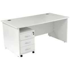 Karbon K2 Rectangular Panel End Office Desks With Under Desk Mobile Pedestal -Cheap Office Desks Store 090496