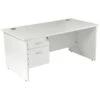 Karbon K2 Rectangular Panel End Office Desks With Single Fixed Pedestal -Cheap Office Desks Store 090537