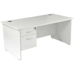 Karbon K2 Rectangular Panel End Office Desks With Single Fixed Pedestal