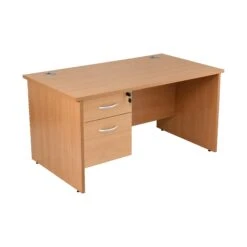 Karbon K2 Rectangular Panel End Office Desks With Single Fixed Pedestal -Cheap Office Desks Store 090542