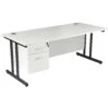 Karbon K3 Rectangular Deluxe Cantilever Desk With Single Fixed Pedestal -Cheap Office Desks Store 090590
