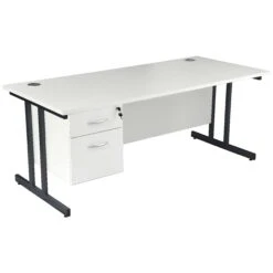 Karbon K3 Rectangular Deluxe Cantilever Desk With Single Fixed Pedestal
