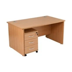 Karbon K2 Rectangular Panel End Office Desks With Under Desk Mobile Pedestal -Cheap Office Desks Store 090631