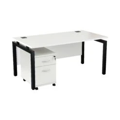 Karbon K4 Rectangular Bench Desks With Under Desk Mobile Pedestal