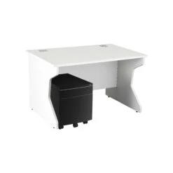 Karbon K4 Rectangular Panel End Desk With Low Mobile Metal Pedestal -Cheap Office Desks Store 091788