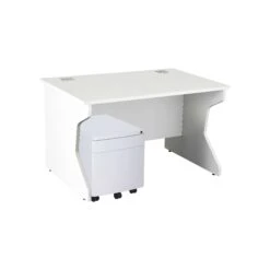Karbon K4 Rectangular Panel End Desk With Low Mobile Metal Pedestal -Cheap Office Desks Store 091789