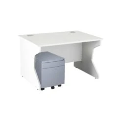 Karbon K4 Rectangular Panel End Desk With Low Mobile Metal Pedestal -Cheap Office Desks Store 091790