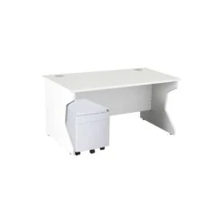 Karbon K4 Rectangular Panel End Desk With Low Mobile Metal Pedestal -Cheap Office Desks Store 091791