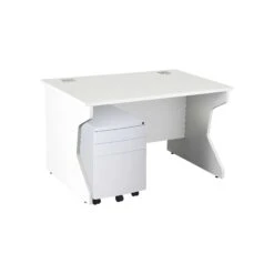 Karbon K4 Rectangular Panel End Desk With 3 Drawer Mobile Metal Pedestal -Cheap Office Desks Store 091798