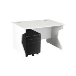 Karbon K4 Rectangular Panel End Desk With 3 Drawer Mobile Metal Pedestal -Cheap Office Desks Store 091800