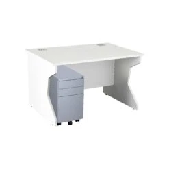 Karbon K4 Rectangular Panel End Desk With 3 Drawer Slimline Mobile Metal Pedestal -Cheap Office Desks Store 091807