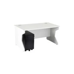 Karbon K4 Rectangular Panel End Desk With 3 Drawer Slimline Mobile Metal Pedestal