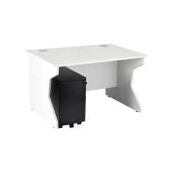 Karbon K4 Rectangular Panel End Desk With 3 Drawer Slimline Mobile Metal Pedestal -Cheap Office Desks Store 091809