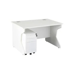 Karbon K4 Rectangular Panel End Desk With 3 Drawer Slimline Mobile Metal Pedestal -Cheap Office Desks Store 091811