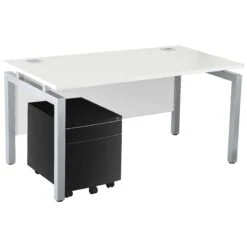 Karbon K4 Rectangular Bench Desks With Low Mobile Metal Pedestal 25 Karbon K4 Rectangular Bench Desks With Low Mobile Metal Pedestal -Cheap Office Desks Store 091818
