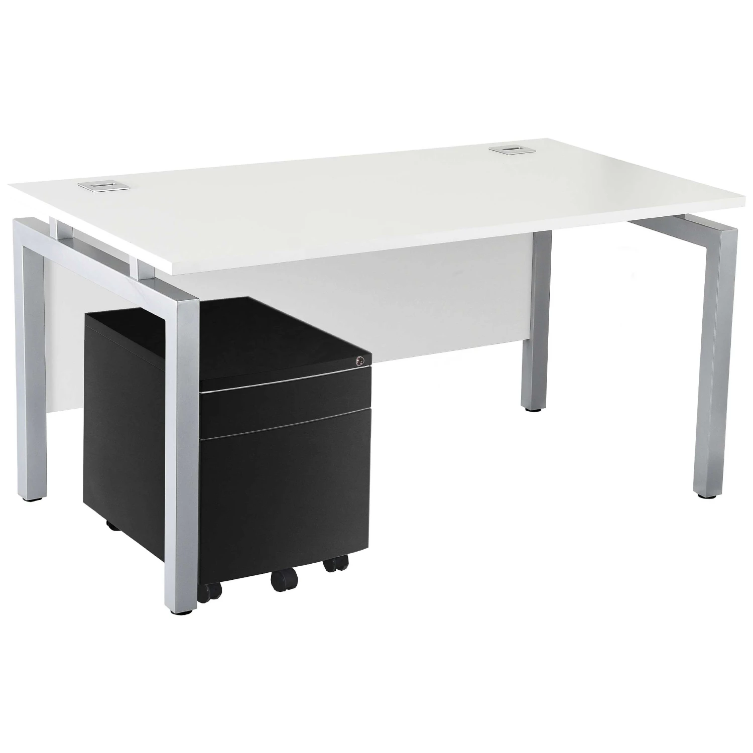 Karbon K4 Rectangular Bench Desks With Low Mobile Metal Pedestal 6 Karbon K4 Rectangular Bench Desks With Low Mobile Metal Pedestal - Image 4