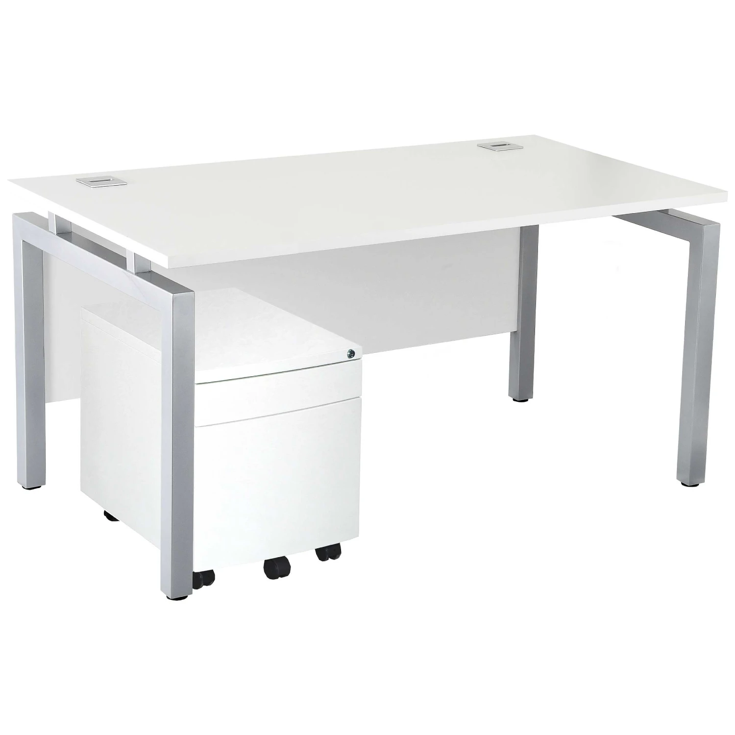 Karbon K4 Rectangular Bench Desks With Low Mobile Metal Pedestal 8 Karbon K4 Rectangular Bench Desks With Low Mobile Metal Pedestal - Image 6