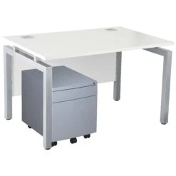 Karbon K4 Rectangular Bench Desks With Low Mobile Metal Pedestal 39 Karbon K4 Rectangular Bench Desks With Low Mobile Metal Pedestal -Cheap Office Desks Store 091822
