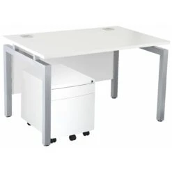Karbon K4 Rectangular Bench Desks With Low Mobile Metal Pedestal 40 Karbon K4 Rectangular Bench Desks With Low Mobile Metal Pedestal -Cheap Office Desks Store 091823