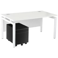 Karbon K4 Rectangular Bench Desks With Low Mobile Metal Pedestal 28 Karbon K4 Rectangular Bench Desks With Low Mobile Metal Pedestal -Cheap Office Desks Store 091824