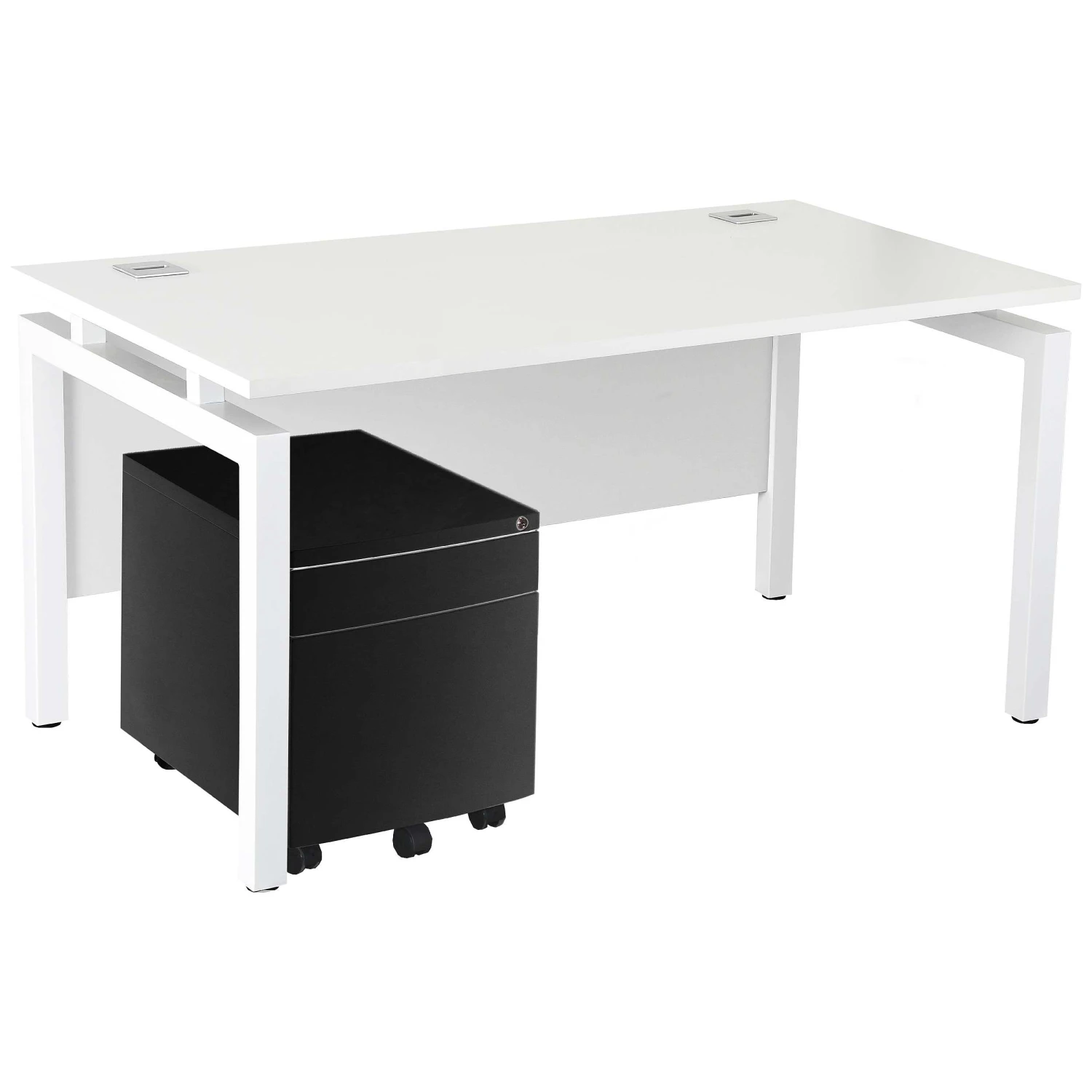 Karbon K4 Rectangular Bench Desks With Low Mobile Metal Pedestal 9 Karbon K4 Rectangular Bench Desks With Low Mobile Metal Pedestal - Image 7