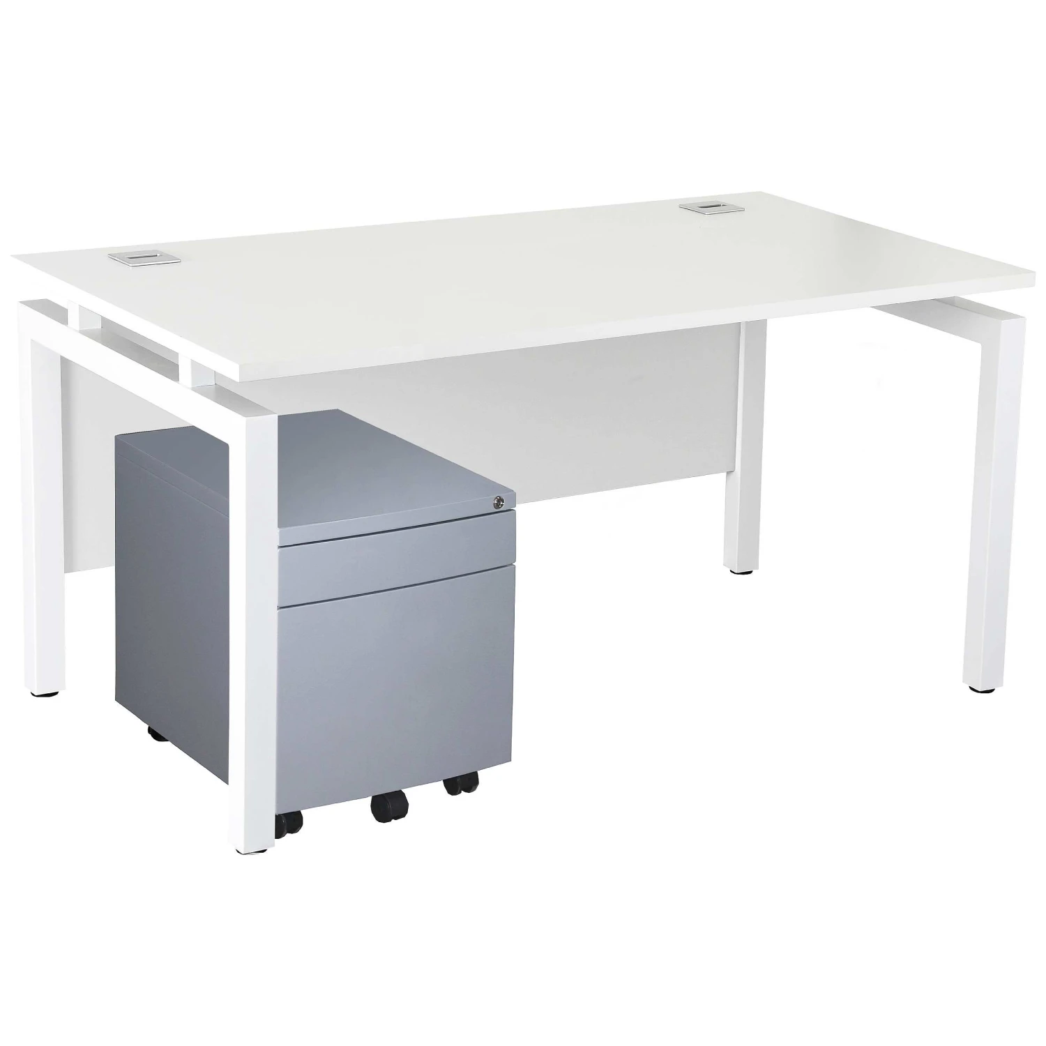 Karbon K4 Rectangular Bench Desks With Low Mobile Metal Pedestal 10 Karbon K4 Rectangular Bench Desks With Low Mobile Metal Pedestal - Image 8