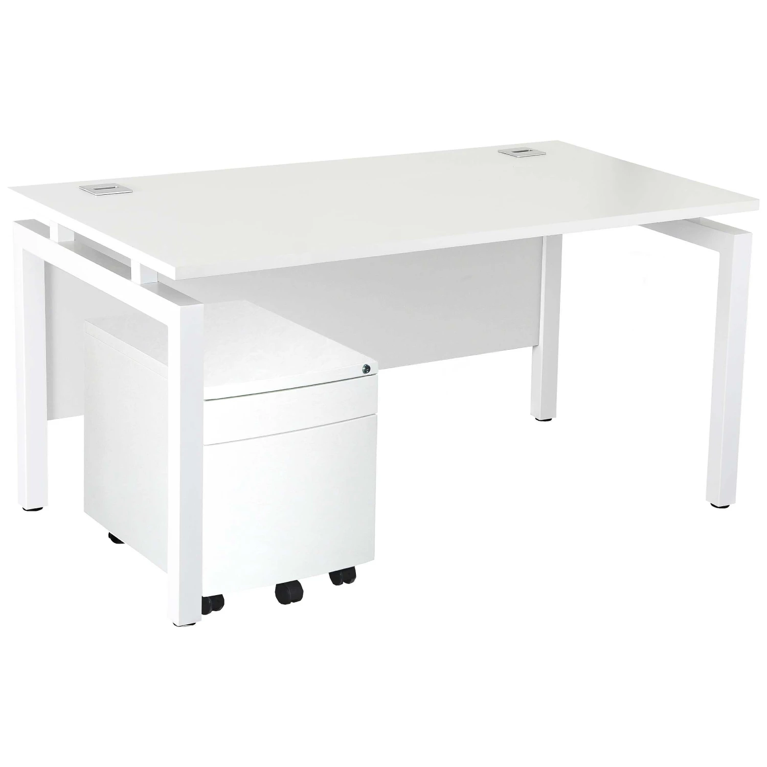 Karbon K4 Rectangular Bench Desks With Low Mobile Metal Pedestal 15 Karbon K4 Rectangular Bench Desks With Low Mobile Metal Pedestal - Image 13