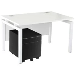 Karbon K4 Rectangular Bench Desks With Low Mobile Metal Pedestal 41 Karbon K4 Rectangular Bench Desks With Low Mobile Metal Pedestal -Cheap Office Desks Store 091827