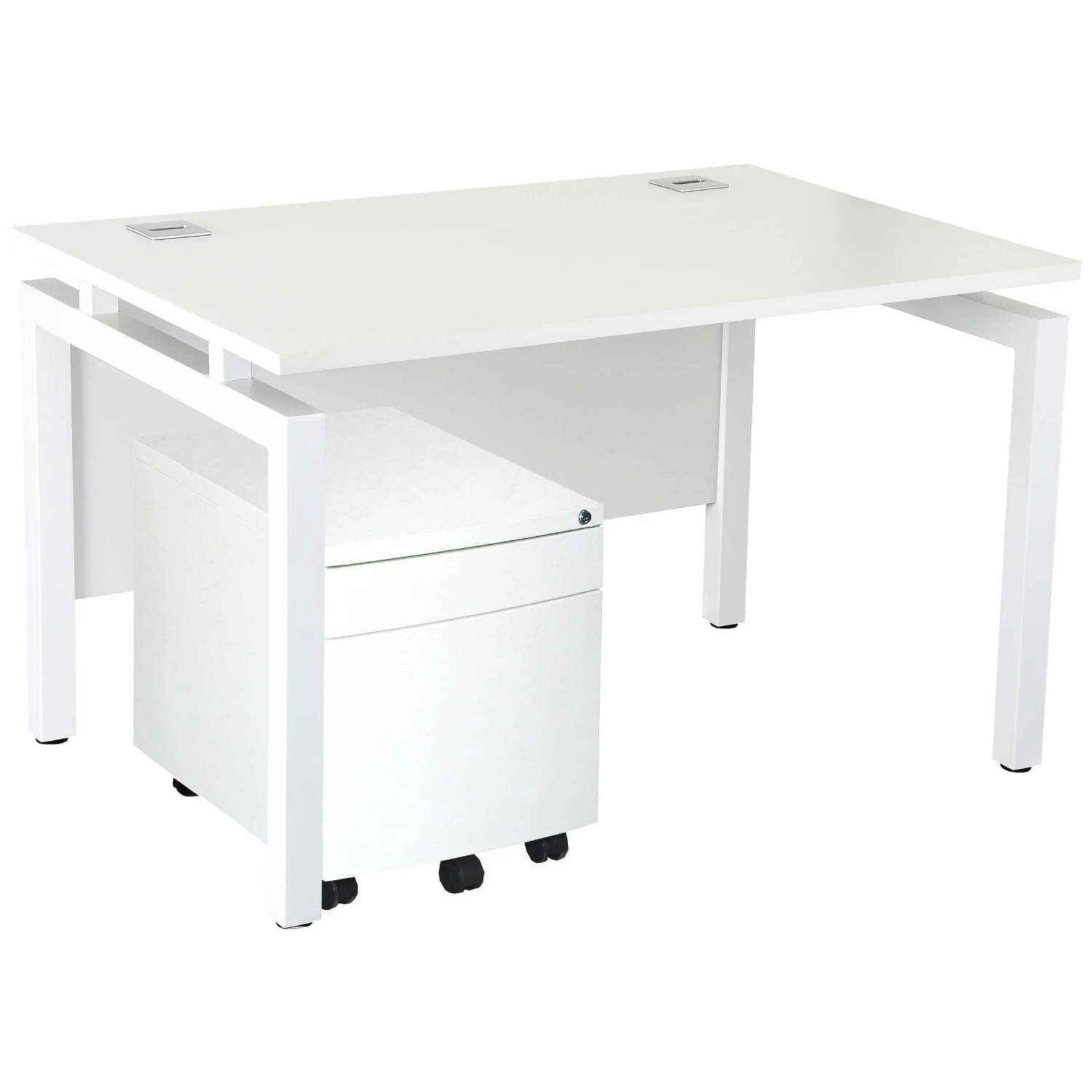 Karbon K4 Rectangular Bench Desks With Low Mobile Metal Pedestal 11 Karbon K4 Rectangular Bench Desks With Low Mobile Metal Pedestal - Image 9