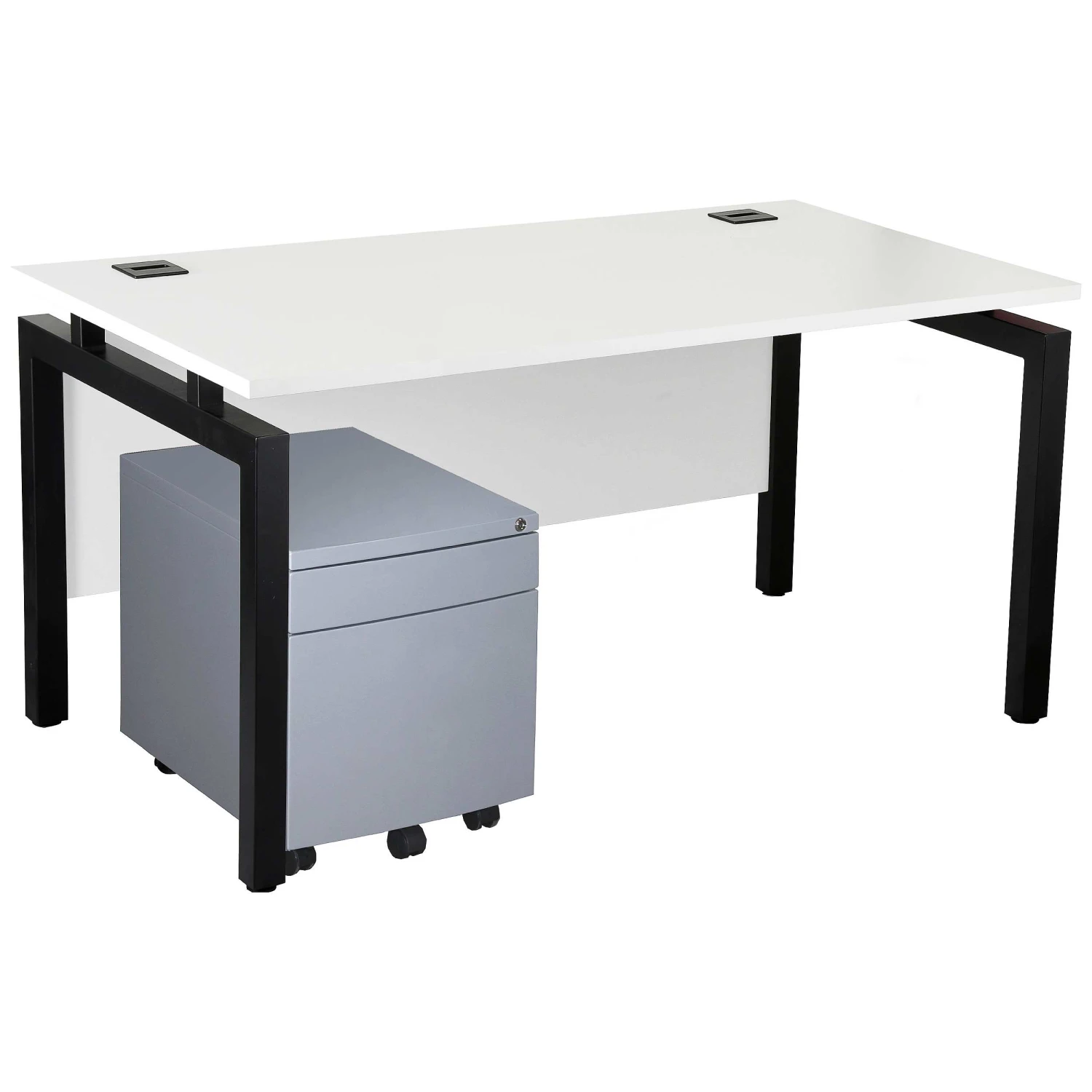 Karbon K4 Rectangular Bench Desks With Low Mobile Metal Pedestal 4 Karbon K4 Rectangular Bench Desks With Low Mobile Metal Pedestal - Image 2