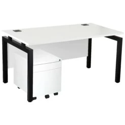 Karbon K4 Rectangular Bench Desks With Low Mobile Metal Pedestal 24 Karbon K4 Rectangular Bench Desks With Low Mobile Metal Pedestal -Cheap Office Desks Store 091835