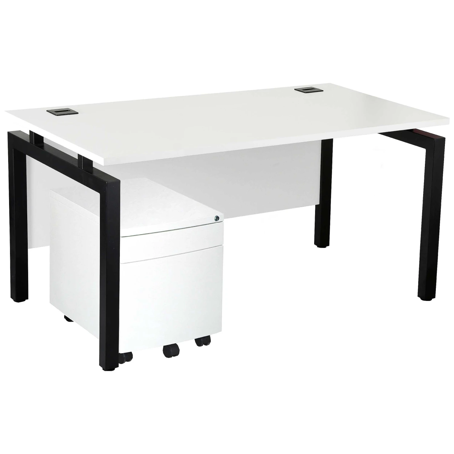 Karbon K4 Rectangular Bench Desks With Low Mobile Metal Pedestal 5 Karbon K4 Rectangular Bench Desks With Low Mobile Metal Pedestal - Image 3