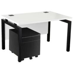 Karbon K4 Rectangular Bench Desks With Low Mobile Metal Pedestal 35 Karbon K4 Rectangular Bench Desks With Low Mobile Metal Pedestal -Cheap Office Desks Store 091836