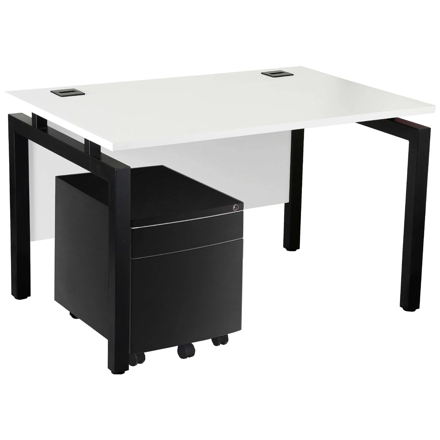 Karbon K4 Rectangular Bench Desks With Low Mobile Metal Pedestal 16 Karbon K4 Rectangular Bench Desks With Low Mobile Metal Pedestal - Image 14