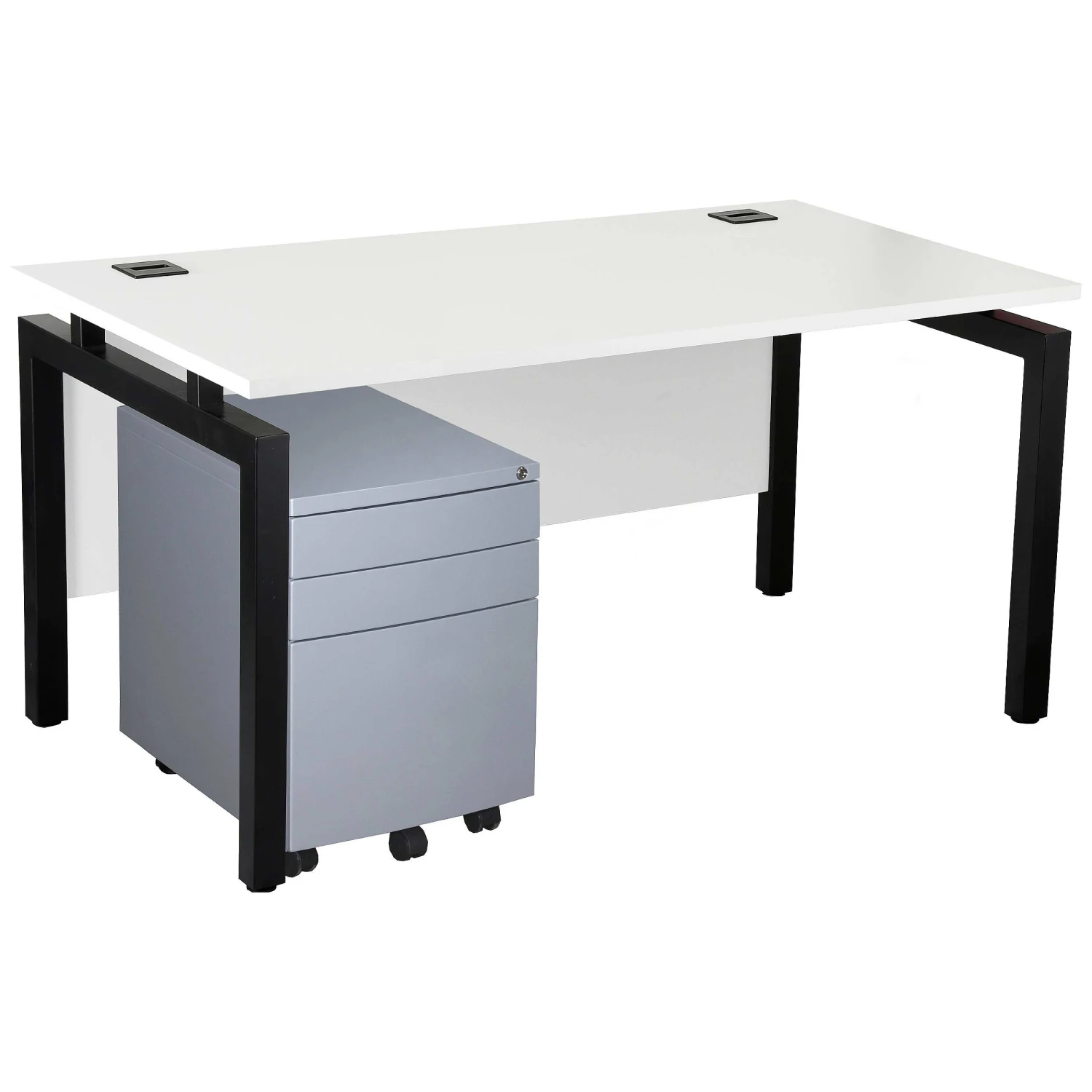 Karbon K4 Rectangular Bench Desks With 3 Drawer Metal Mobile Pedestal 4 Karbon K4 Rectangular Bench Desks With 3 Drawer Metal Mobile Pedestal - Image 2