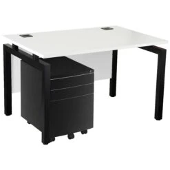 Karbon K4 Rectangular Bench Desks With 3 Drawer Metal Mobile Pedestal 31 Karbon K4 Rectangular Bench Desks With 3 Drawer Metal Mobile Pedestal -Cheap Office Desks Store 091842