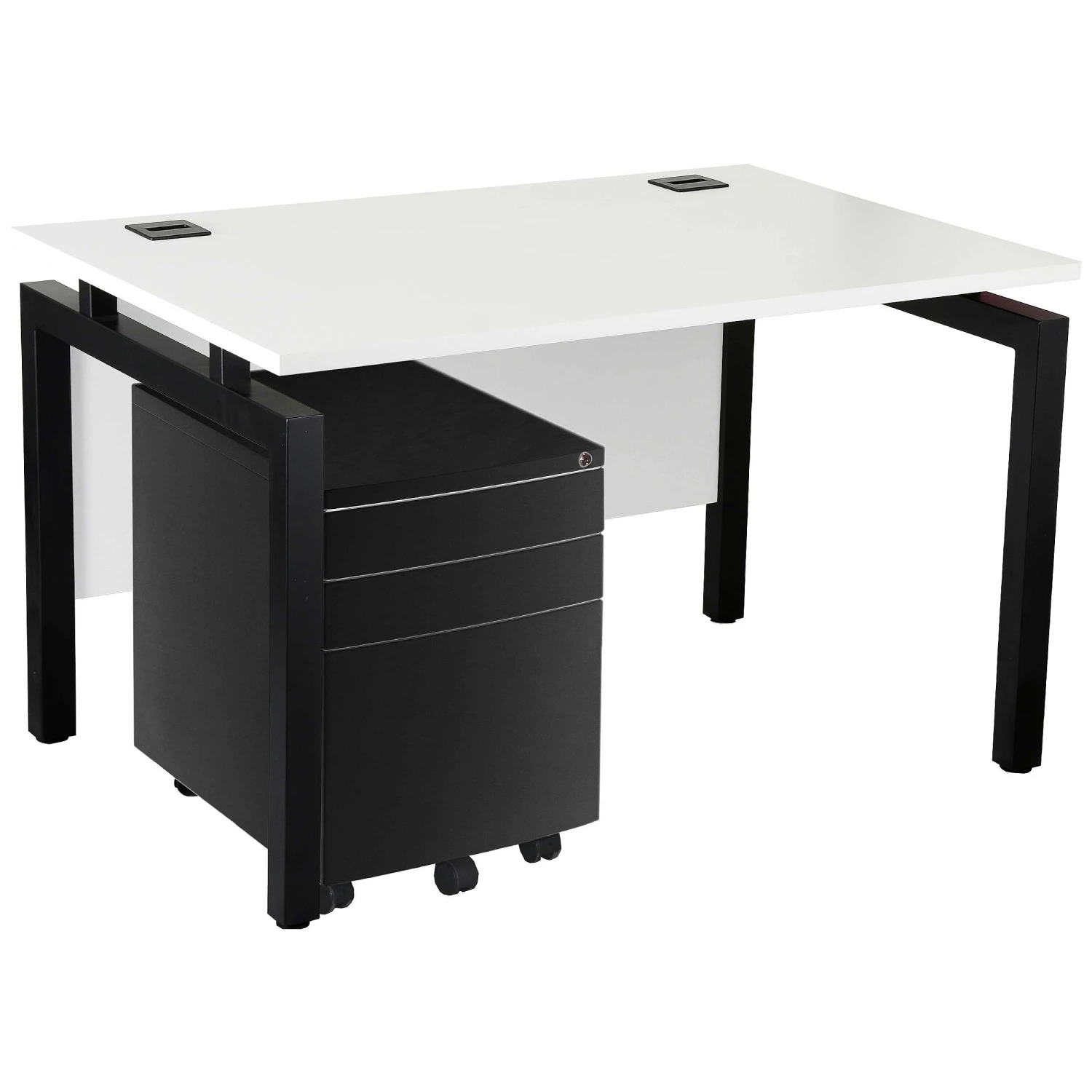 Karbon K4 Rectangular Bench Desks With 3 Drawer Metal Mobile Pedestal 12 Karbon K4 Rectangular Bench Desks With 3 Drawer Metal Mobile Pedestal - Image 10