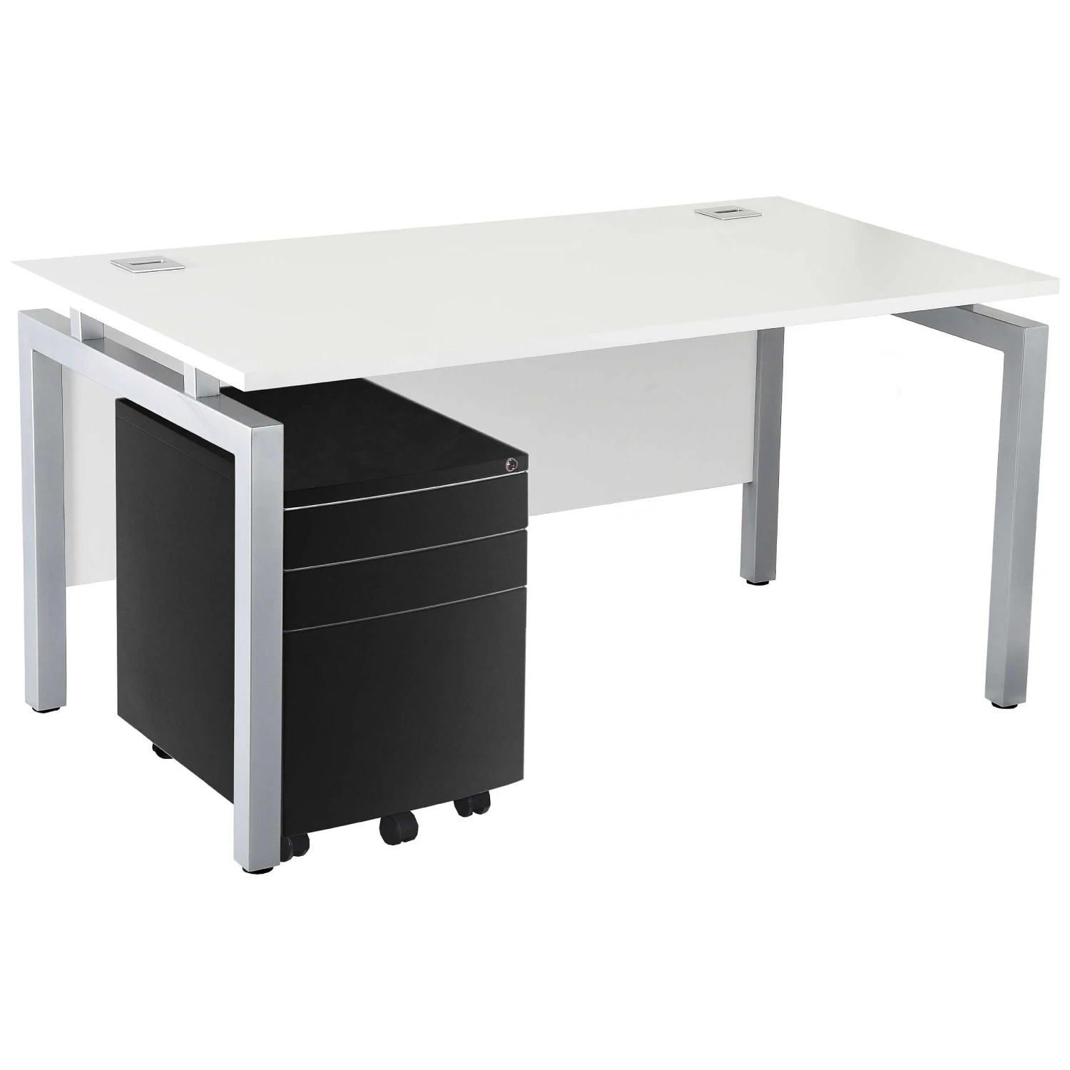 Karbon K4 Rectangular Bench Desks With 3 Drawer Metal Mobile Pedestal 6 Karbon K4 Rectangular Bench Desks With 3 Drawer Metal Mobile Pedestal - Image 4